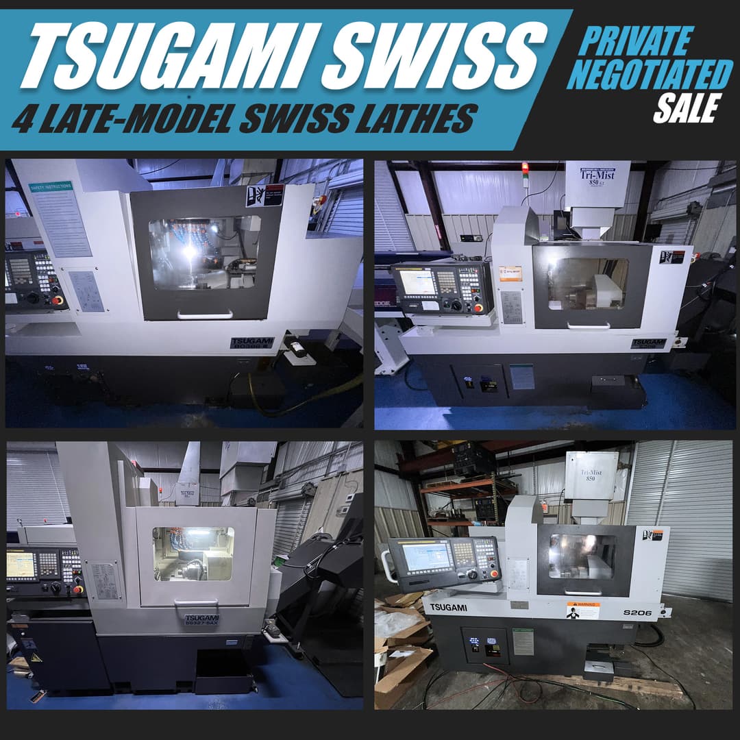 Tsugami Swiss Lathes from Single Facility