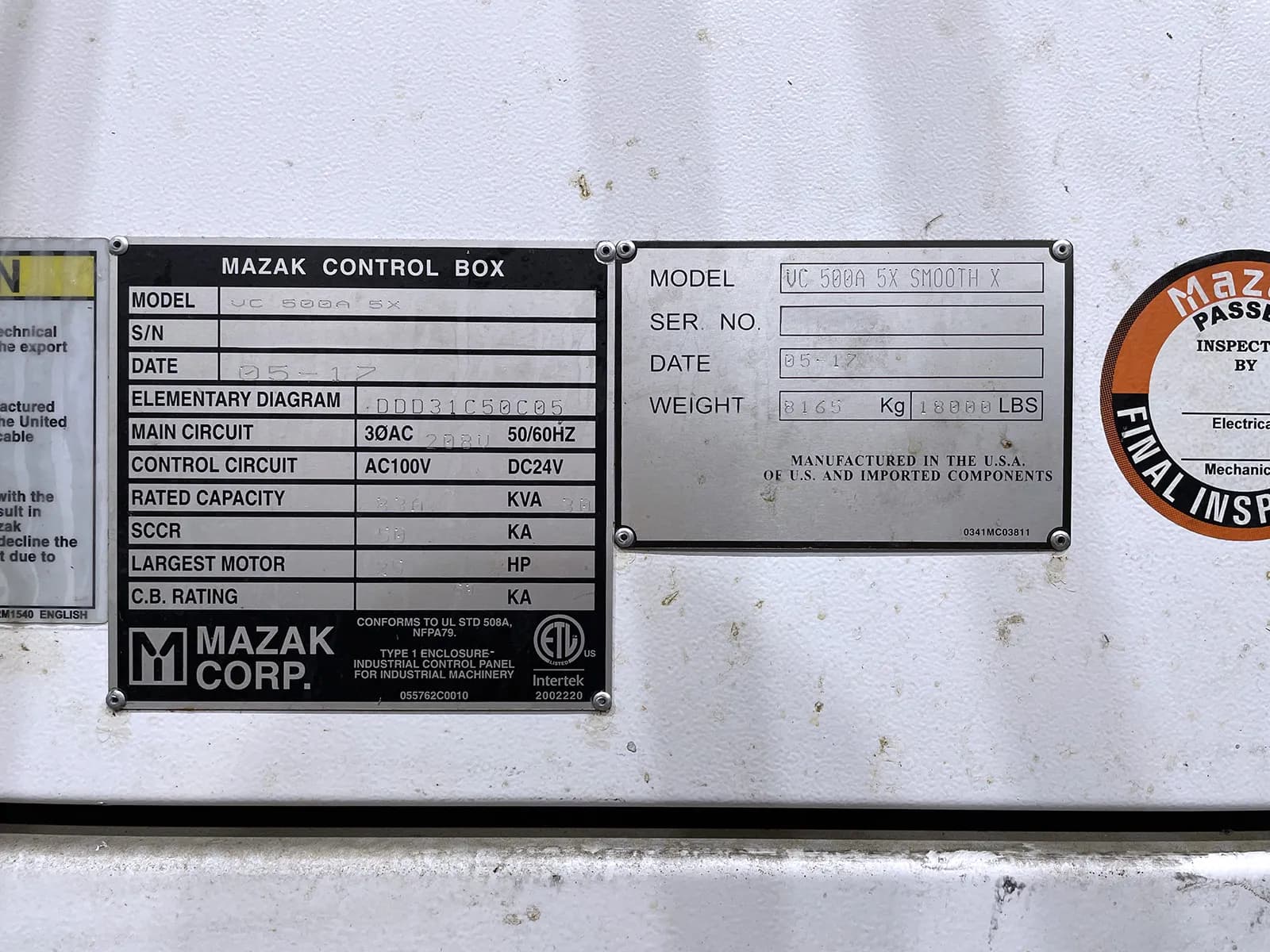 Mazak VC 500A 5X Smooth X_3759061