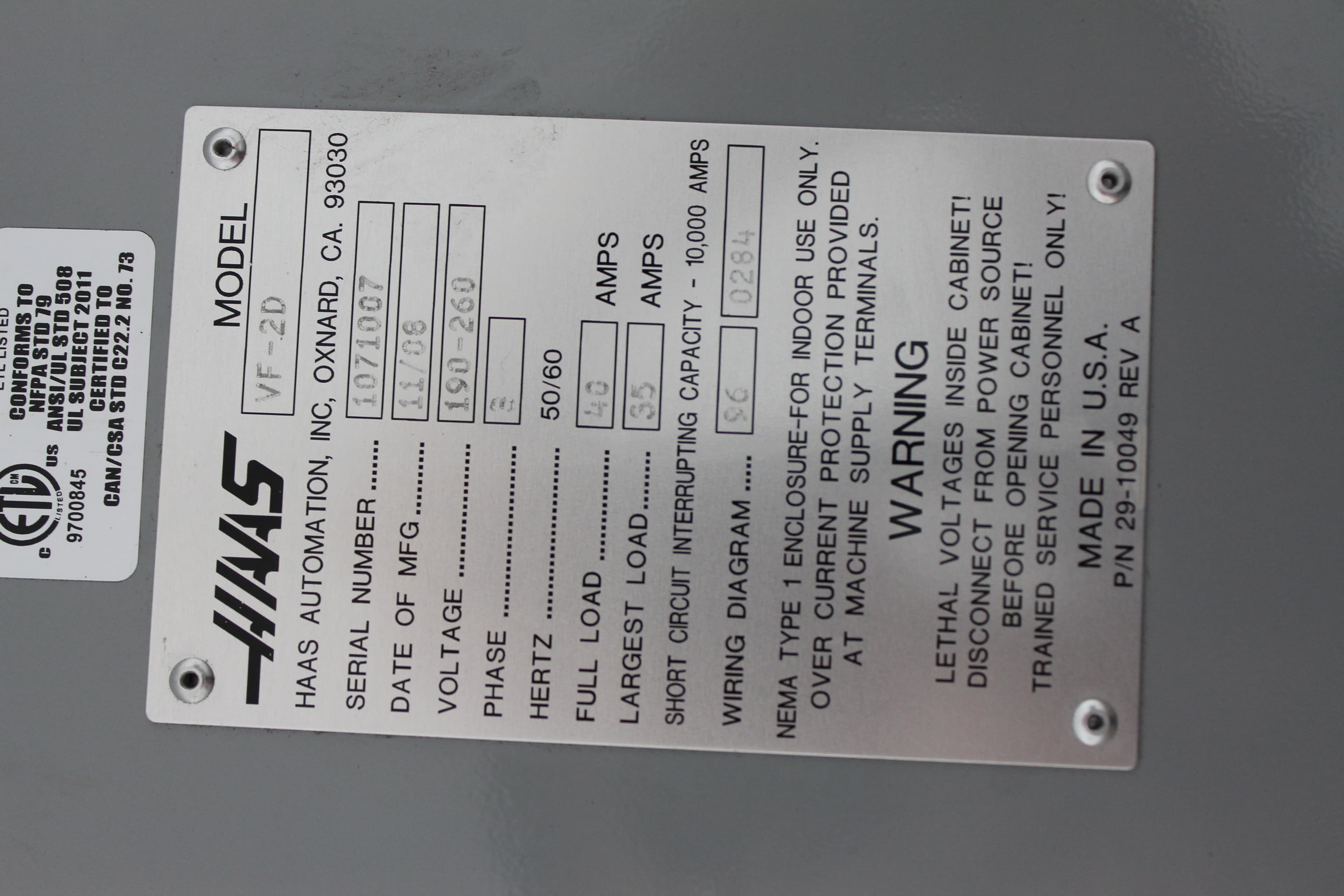 Haas VF-2D 2008 (M18) - RDS Machine Inc.
