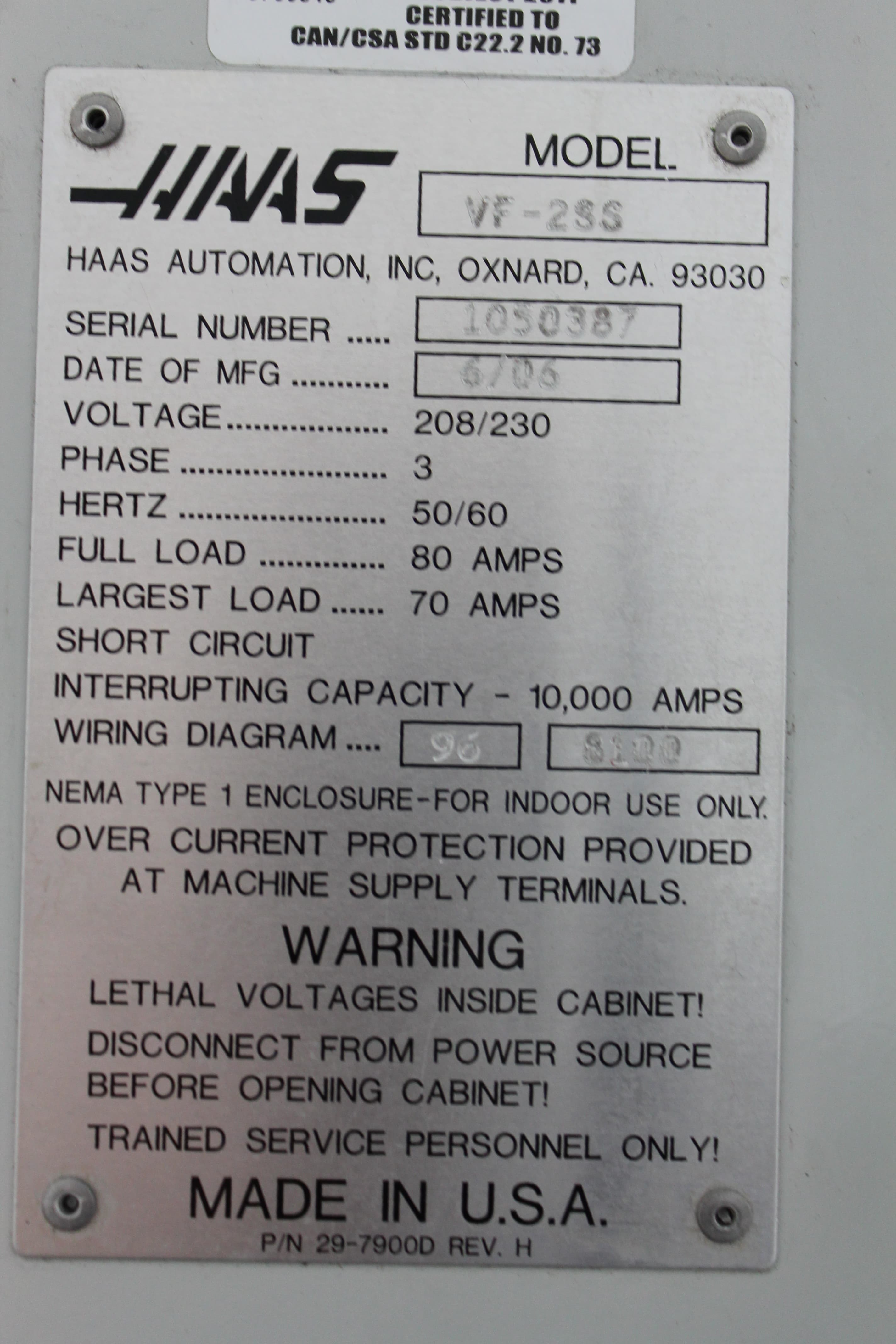 Haas VF-2SS 2006 (M8) - RDS Machine Inc.