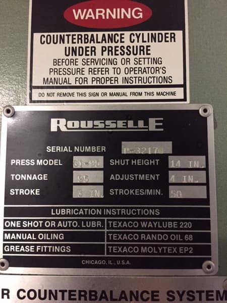 Rousselle G1-95 95 Ton - C & G Machine