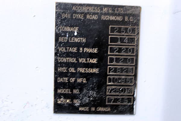 Accurpress 725014 1985