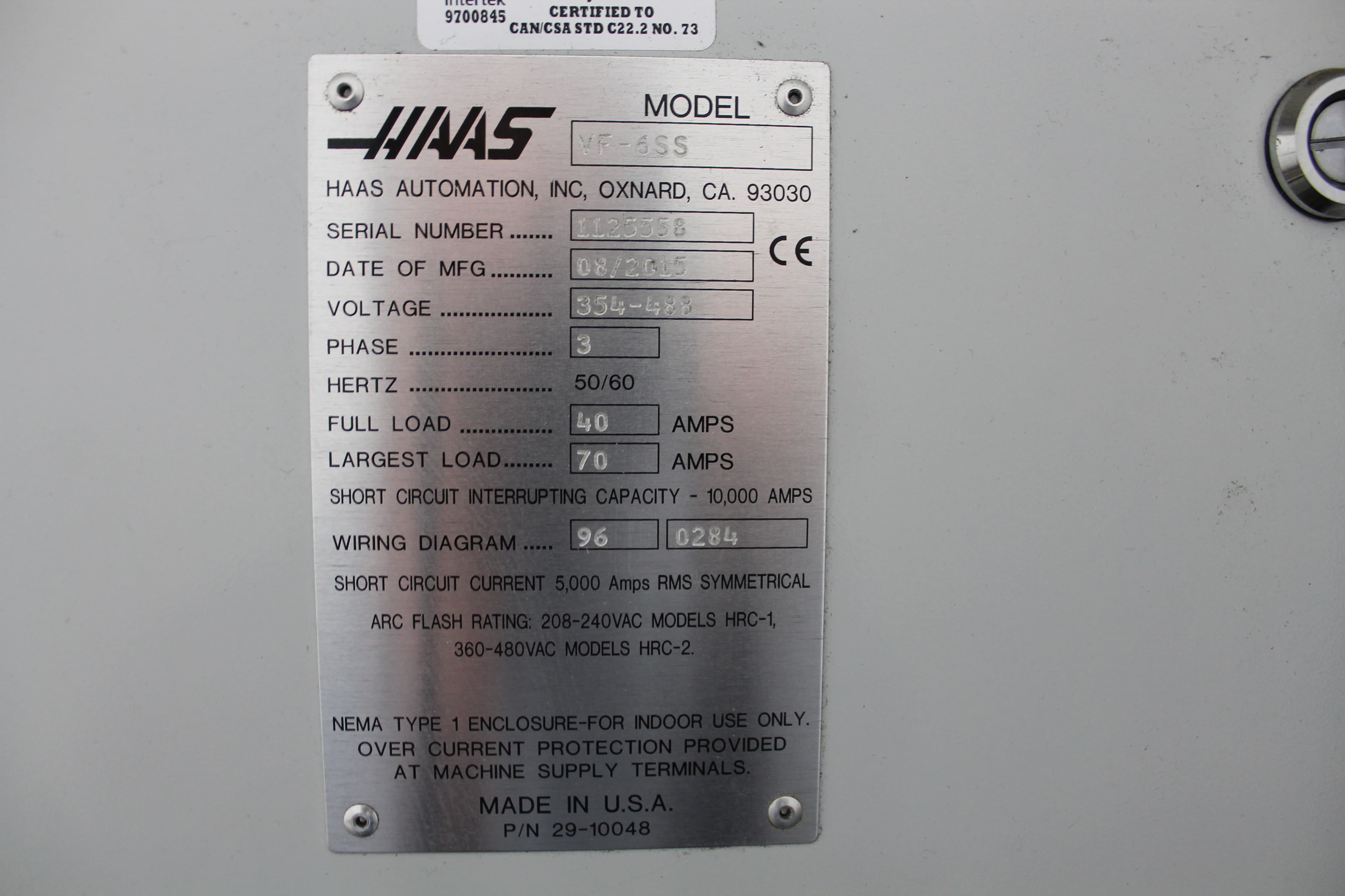 Haas VF-6SS 2015 / 08 2