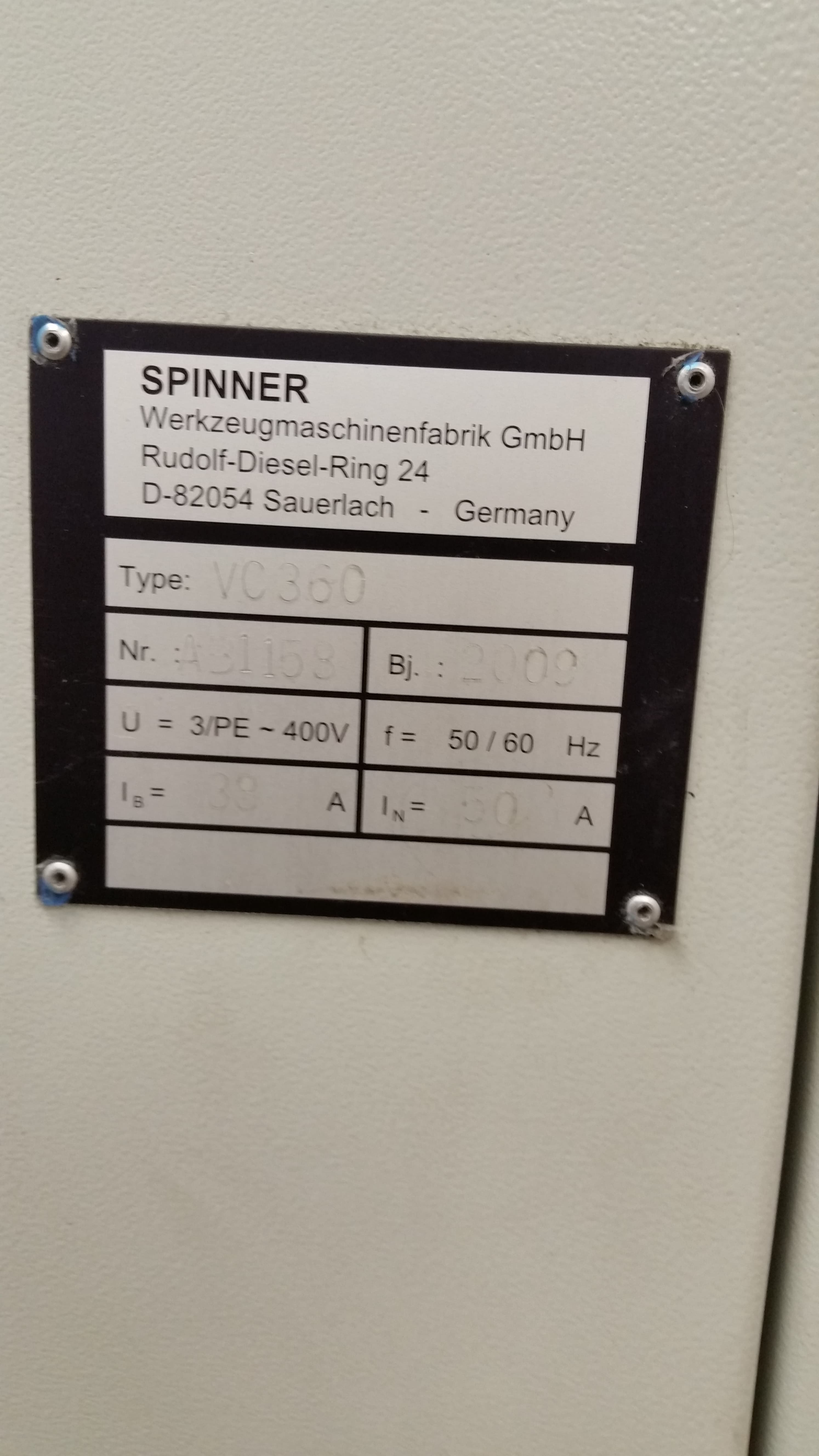 Vertical Machining Center Spinner VC 360 2009 1