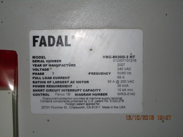 Vertical Machining Center Fadal 8030 HT 2007 1