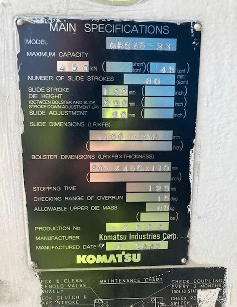 Komatsu OBS 45-33 2005 1