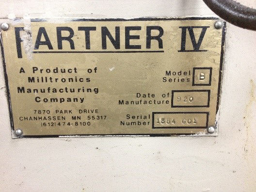 Used Vertical Machining Center Milltronics Partner IV Series B 1989