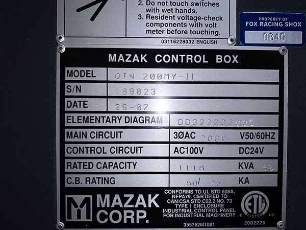 Used CNC Lathe Mazak QTN-200MY-II 2007