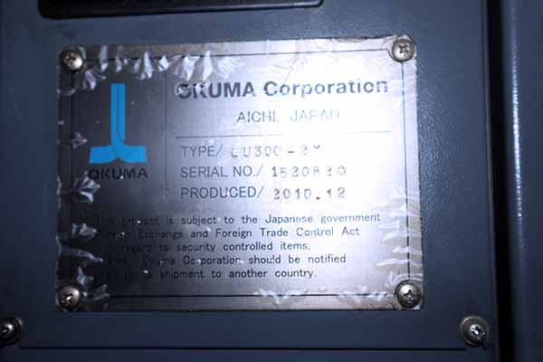 Used CNC Lathe Okuma LU300-2MC600 2010