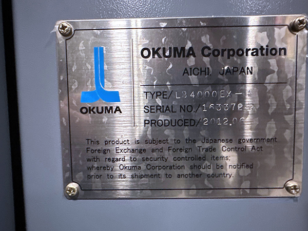 Used CNC Lathe Okuma Space Turn LB4000EX-R 2012